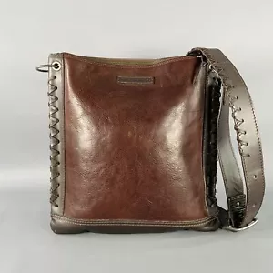 JOHN VARVATOS Brown Leather Crossbody Messenger Bag - Picture 1 of 9