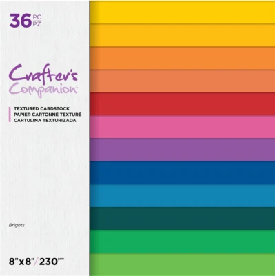 CRAFTER'S COMPANION Crafters Companion 8 x 8 Textured Cardstock - Brights NEW