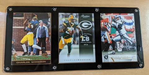 CHARLES WOODSON 3 CARD PLAQUE MICHIGAN GREEN BAY PACKERS OAKLAND RAIDERS Cover