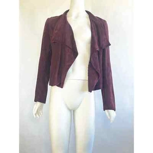 Theory Burgundy Draped Crushed Lamb Suede Jacket L - Picture 1 of 4