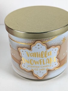VANILLA Snowflake 3 Wick 14Oz Scented Candle Christmas Cookie Scent Large - Picture 1 of 10
