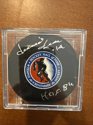 Dave Keon Autographed Hockey Hall If Fame Puck Toronto Maple Leafs (JSA) - Image 1 of 3