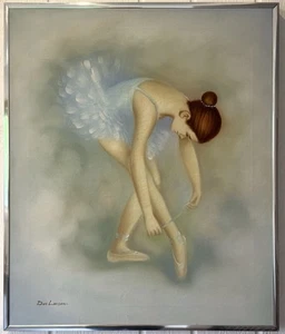 VINTAGE DON LARSON BALLET DANCER ORIGINAL OIL ON CANVAS PAINTING 20.5”x 24.5” - Picture 1 of 16