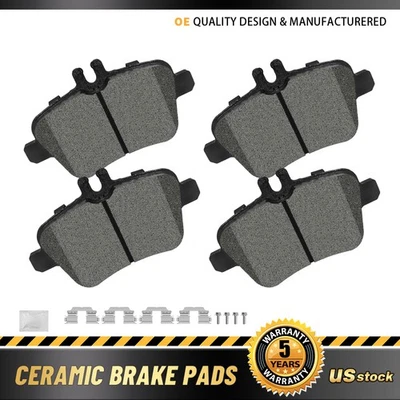 Pastilhas de freio traseiras de cerâmica com hardware para Mercedes-Benz CLA250 SLC300 SLK250 SLK350 - Imagem 1 de 4