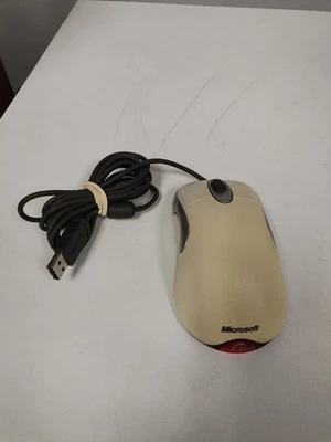 Vintage White Microsoft intellimouse Optical USB Wheel Mouse 1.1/1.1a 5 Button - Image 1 of 4