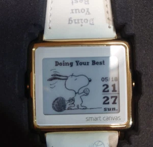 Smart Canvas Snoopy Watch Seiko Epson Sports Tested Box Manual Used - Picture 1 of 7