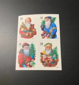 U.S. Scott #3537a-3540a (#3540c) Santa Claus 2001 34¢ S/A Sm Date/Block of 4 MNH - Bild 1 von 2