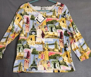Take Two Clothing Co Womens XL Liberty Paris Colorful Design Sequin Travel NWT - Picture 1 of 8