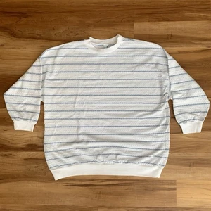 Vintage La Playa Top Damen Übergröße 22 weiß mit blauen Streifen Oma Pullover " - Bild 1 von 10