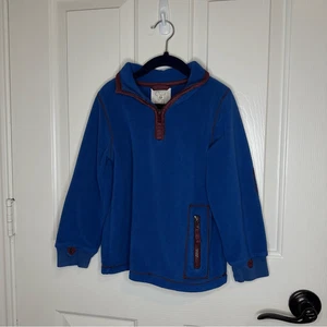 Mini Boden Blue Burgundy Fleece Quarter Zip Sz 4-5Y Preppy Minimalist Indie Cozy - Picture 1 of 7