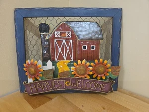 Harvest Welcome Rustic Metal Wall Hanging with Barn & Sunflowers - Picture 1 of 4
