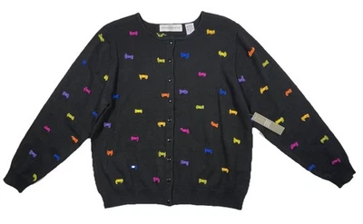 Cárdigan Suéter Marisa Christina Mujer XL Negro Lazos Caramelo Cuentas De Colección Nuevo Con Etiquetas Foto 1 de 4