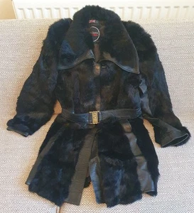 Black Fur Leather Trimmed Coat Suede & Leathercraft Spinney 70's Vintage - Picture 1 of 4