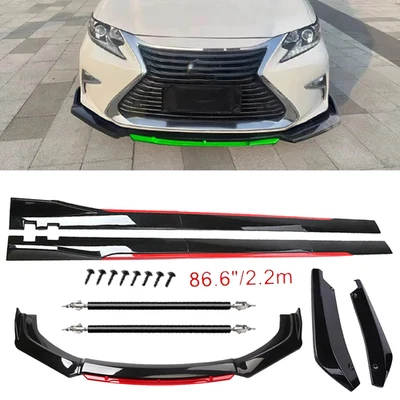 Glossy Black Look Red Front Lip Chin Bumper Side Skirt For Lexus IS300 IS Foto 1 de 4