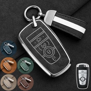Zinc Alloy Suede Leather Car Key Case Cover For Ford F-150 Fusion Mustang Edge - Picture 1 of 18