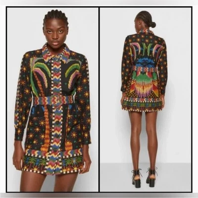 Mini Vestido Farm Rio Para Mujer Negro Guacamayo Noche Mezcla Lino Colorido Talla Grande Foto 1 de 4