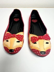 TUK UK Shoes Women’s Flats Orange Fox With Bow Red Polkadot Women’s US 5 - Picture 1 of 11