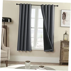 100% Blackout 340 GSM Curtain 2 Panels, Heat and Full Light Blocking Drapes - Picture 1 of 7