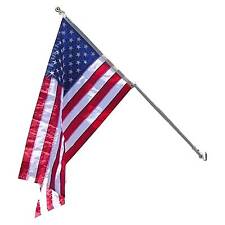 American Flag and Flagpole Set 6ft 2 Section White Spinning Pole That Rotates 36