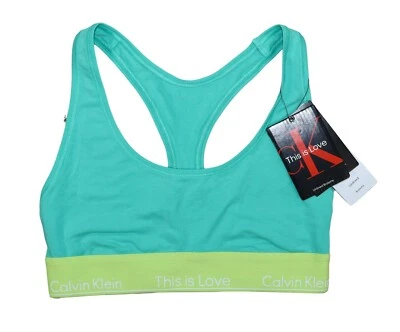 Sutiã esportivo feminino Calvin Klein This is Love baixo impacto sem forro P novo com etiquetas Aqua - Imagem 1 de 2