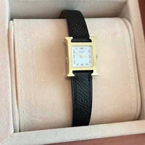 NEW HERMÈS Black GHW Heure H watch, SMALL model, 25 mm w/ Receipt MSRP $3650 - Picture 1 of 15