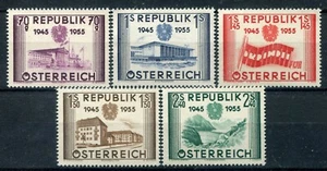 AUSTRIA 1955 10° ANN. SECONDA REPUBBLICA SERIE COMPLETA MNH** UNIFICATO 845-849 - Picture 1 of 1