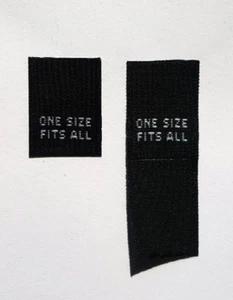 100 PCS BLACK WOVEN CLOTHING SEWING FOLDED CARE LABEL TAGS - ONE SIZE FITS ALL - Picture 1 of 1