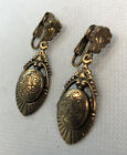 Vintage 1950S Goldtone Clip Earings With Hanging Lockets 1.25?For Photos Rare