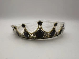 Nuevo en Paquete Gemas Negras Tono Dorado Tiara Corona Boda Reina Princesa Estrás Negro - Imagen 1 de 6