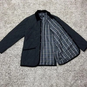 Burberry Black Label Quilted Coat Nova Check Black Polyester Size L For Men - Picture 1 of 24