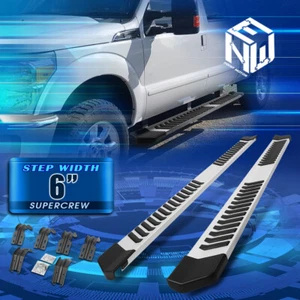 For 99-16 F250-F550 SD Super Crew Cab 6" Silver Aluminum Step Bar Running Boards - Picture 1 of 6