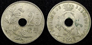 BELGIUM Albert I Copper-Nickel 1922 25 Centimes Legend in French KM# 68.1 (656) - Picture 1 of 3