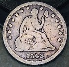 1843 SEATED LIBERTY QUARTER 25C UNGRADED CHOICE 90  SILVER US COIN CC18784