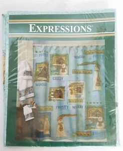 Chilly Days & Frosty Nights Christmas Shower Curtain NOS XCHDFN008F - Picture 1 of 4