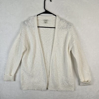 Cardigã suéter feminino L.L Bean branco texturizado frente aberta tamanho XS 100% algodão - Imagem 1 de 4