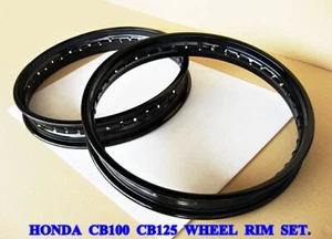Fit HONDA CB100 CB125 18"/17"  FRONT & REAR STEEL WHEEL RIM  SET "BLACK"  [mi] - Picture 1 of 6