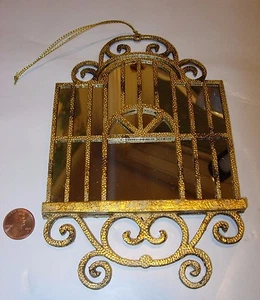 Antik Gold Silber Spiegel Vogelkäfig Vogelkäfig Christbaumschmuck 7x4 * - Bild 1 von 3