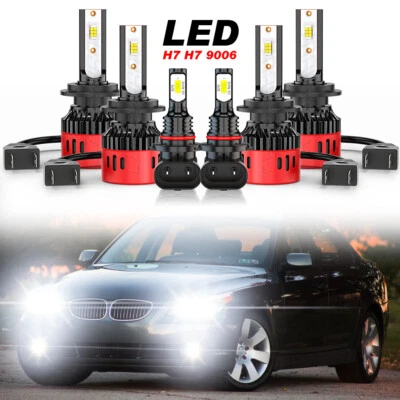 For BMW 525i 530i 2004 2005 2006 2007 Combo LED Headlights+Fog Light Bulbs White - Image 1 of 4