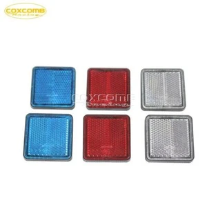 Universal Car Trailer Truck Motorbike Square Reflector Blue Red White Reflective - Picture 1 of 12