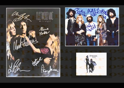 A3 Size Card Mounted Signed Fleetwood Mac  Mick Fleetwood John McVie Stevie Nick Cover