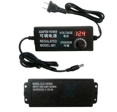 3V-12V 5A adjustable voltage power adapter speed power supply 100-240V input - Image 1 of 4