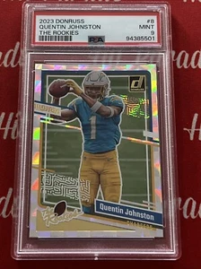 2023 PANINI DONRUSS #8 QUENTIN JOHNSTON THE ROOKIES SP HOLO INSERT RC PSA 9 - Picture 1 of 2