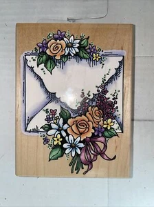 Stampendous P065 Floral Spring Envelope Wood Rubber Craft Scrapbook Stamp 1998 - Picture 1 of 5