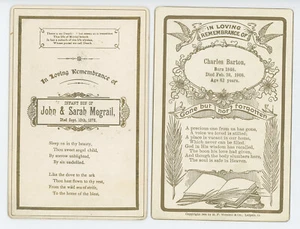 DEATH NOTICES MEMORIAL CABINET CARD INFANT SET OF 2 - Picture 1 of 2