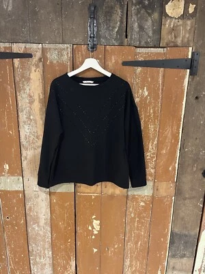TU Black Beaded Embellished Sweater Jumper Round Neck Stretch Women's 14 - Image 1 of 4