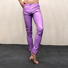 Men's Faux Leather Skinny Pants Shiny Nightclub Stage Long Trousers Party Casual