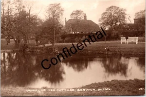BERWICK SUSSEX DRUSILLAS TEA COTTAGE REAL PHOTO VINTAGE POSTCARD - Picture 1 of 2
