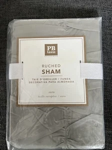 Pottery Barn Teen Ruched Euro Sham Light Gray New - Picture 1 of 3