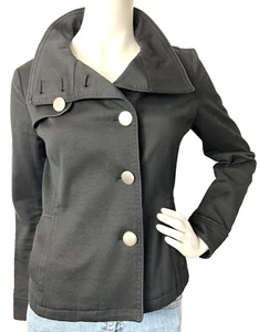 Comme Ca Ism Jacket Pique Off Set Buttons Pockets Long Sleeve Black S VGUC* - Picture 1 of 8