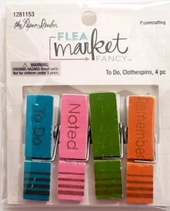 The Paper Studio FLEA Market FANCY - TO DO CLOTHESPINS - 4 pcs - Picture 1 of 2